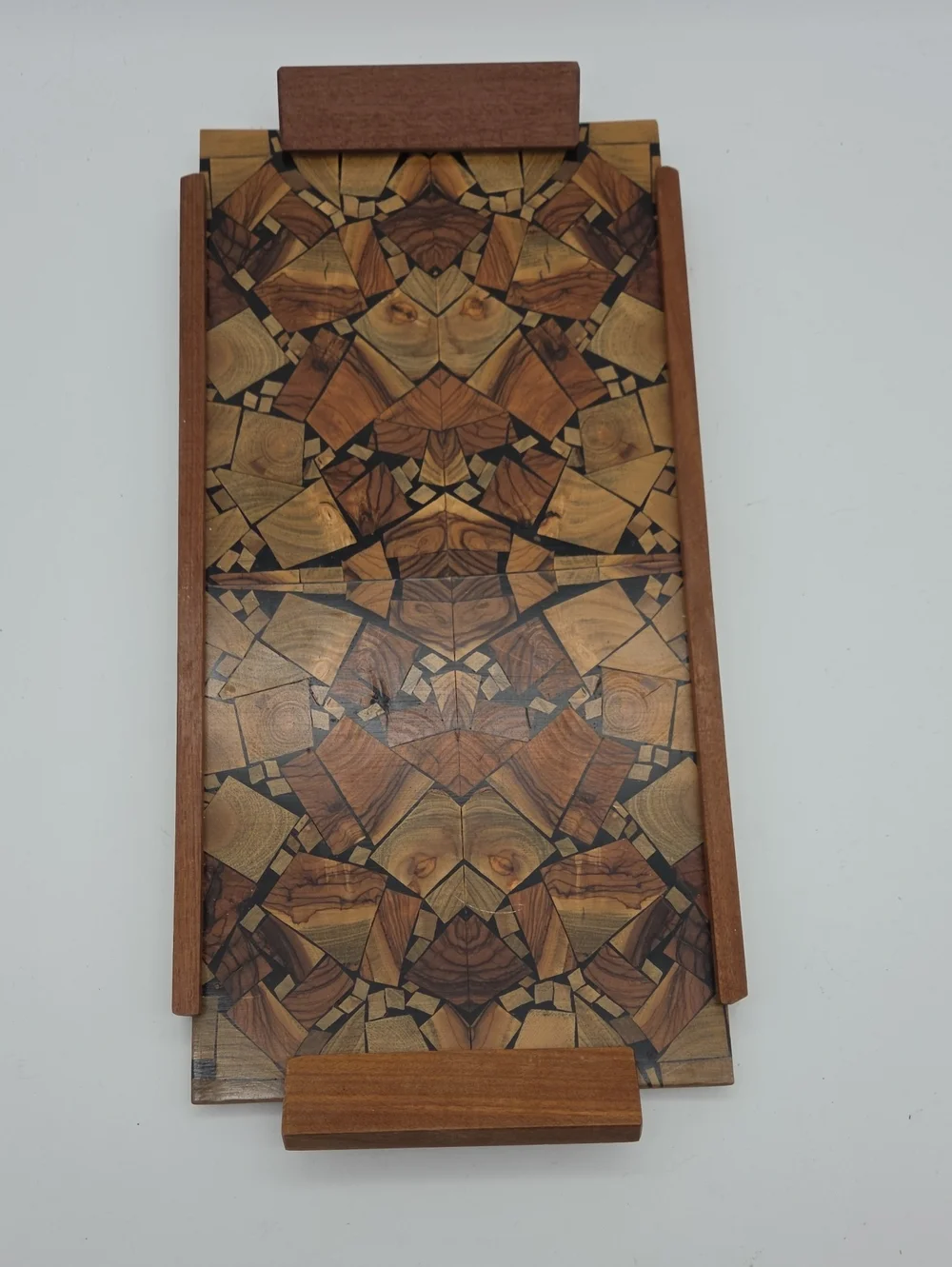 Vintage Hayadith MCM Olive Wood Marquetry Serving Tray